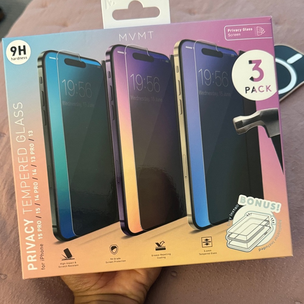 MVMT Privacy Tempered Glass Screen Protector 3-Pack